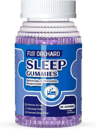 FUJI ORCHARD Sleep Gummies with 5Mg Melatonin, Natural Nighttime Sleep Aid Melatonin Gummies, with L-Theanine, Chamomile, Made in USA, 60 Count